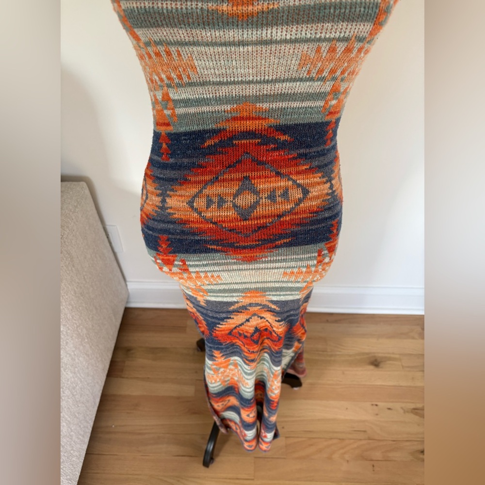 Denim & Supply Ralph Lauren Tribal Print Maxi Dress in Blue, Orange, Red - Picture 5 of 9